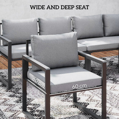 Outsunny Six Piece L Shaped Garden Furniture Set with 3 Loveseats - Grey