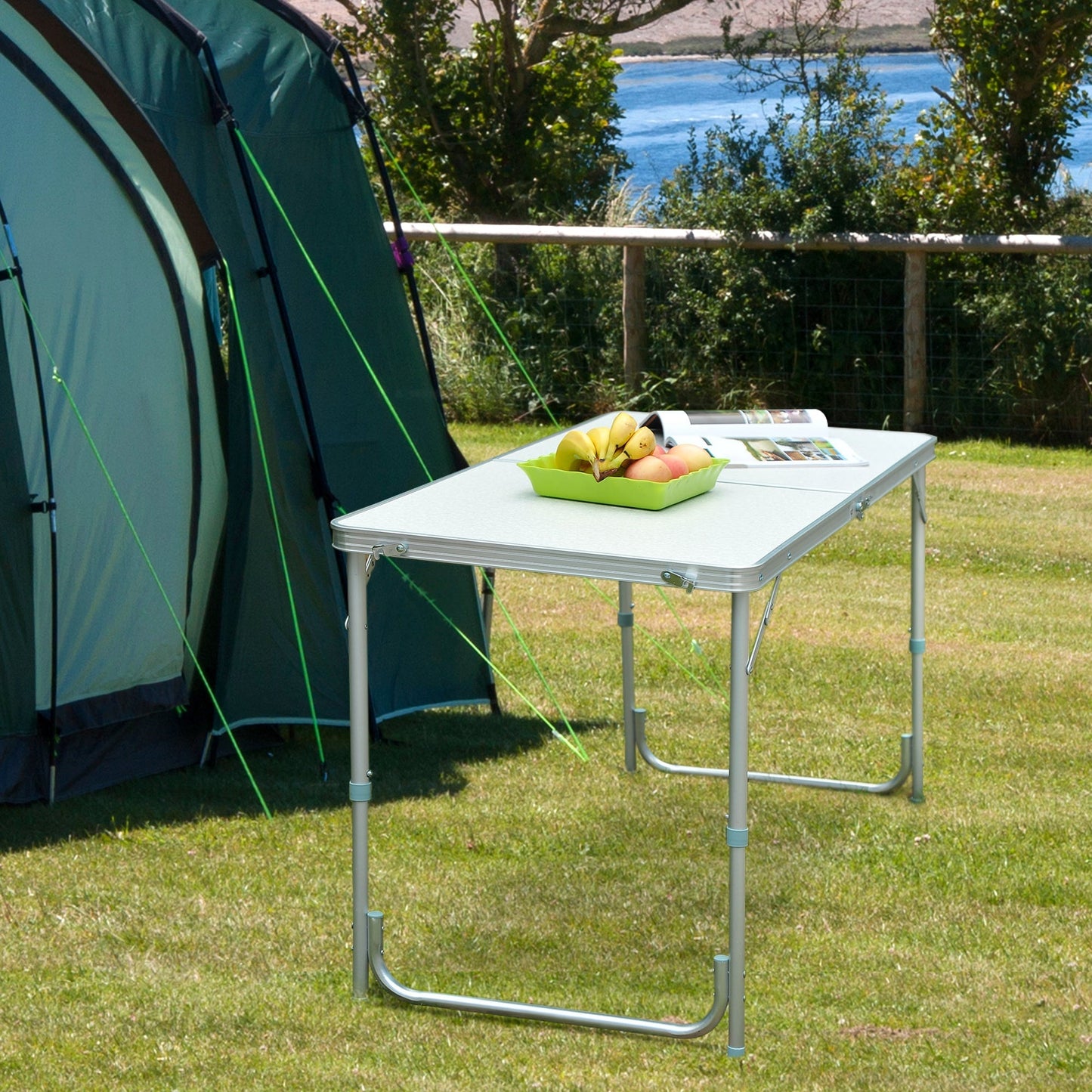 Outsunny Portable Outdoor Garden Aluminium Portable Folding Camping Picnic Party Field Kitchen BBQ Table