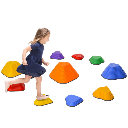 AIYAPLAY 11PCs Heart-Shaped Kids Stepping Stones Balance & Motor Skills, Multicoloured