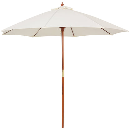 Outsunny 2.5m Wood Garden Parasol Sun Shade Patio Outdoor Market Umbrella Canopy with Top Vent, Cream White