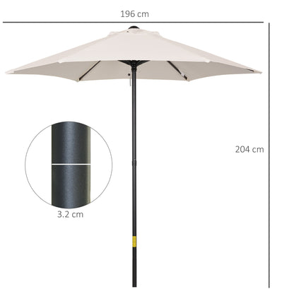 Outsunny 2m Garden Parasol Umbrella, Outdoor Sun Shade with 6 Sturdy Ribs for Balcony, Bench, Garden, Cream White