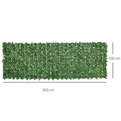 Outsunny 1-Piece Artificial Leaf Hedge Screen Privacy Fence Panel for Garden Outdoor Indoor Decor, Dark Green, 3M x 1M