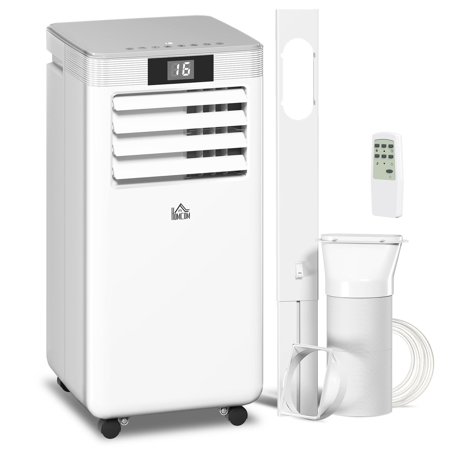 HOMCOM 7000 BTU Air Conditioning Unit, 3-in-1 Portable Air Conditioner, Dehumidifier, Cooling Fan with Remote Control, LED Display, 2 Speeds, 24H Timer, Window Venting Kit, 15m2