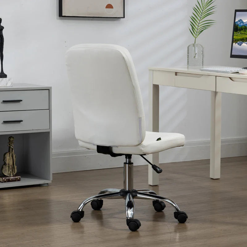 Vinsetto Armless Faux Leather Office Chair - White