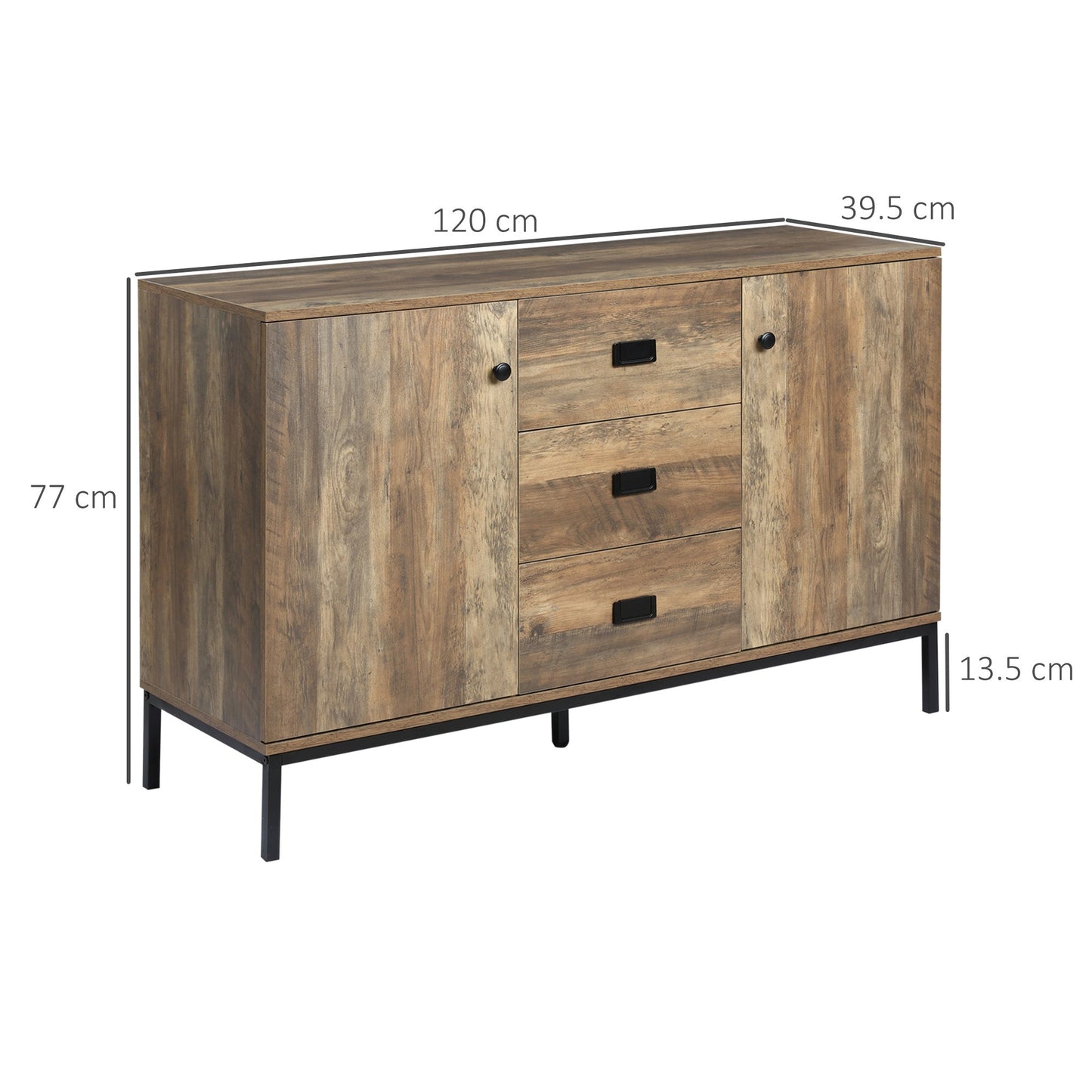 HOMCOM Retro Mango Wood-Effect Sideboard
