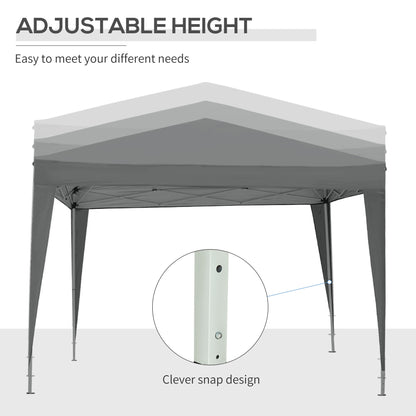 Outsunny 3 x 3 m Pop Up Gazebo Party Tent Canopy Wedding Camping Marquee z torbą transportową i 2 oknami, szary