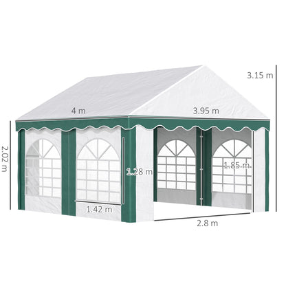 Outsunny 4m x 4m Marquee Gazebo with Sides, Level 6 Wind Protection & Waterproof, Emerald Green