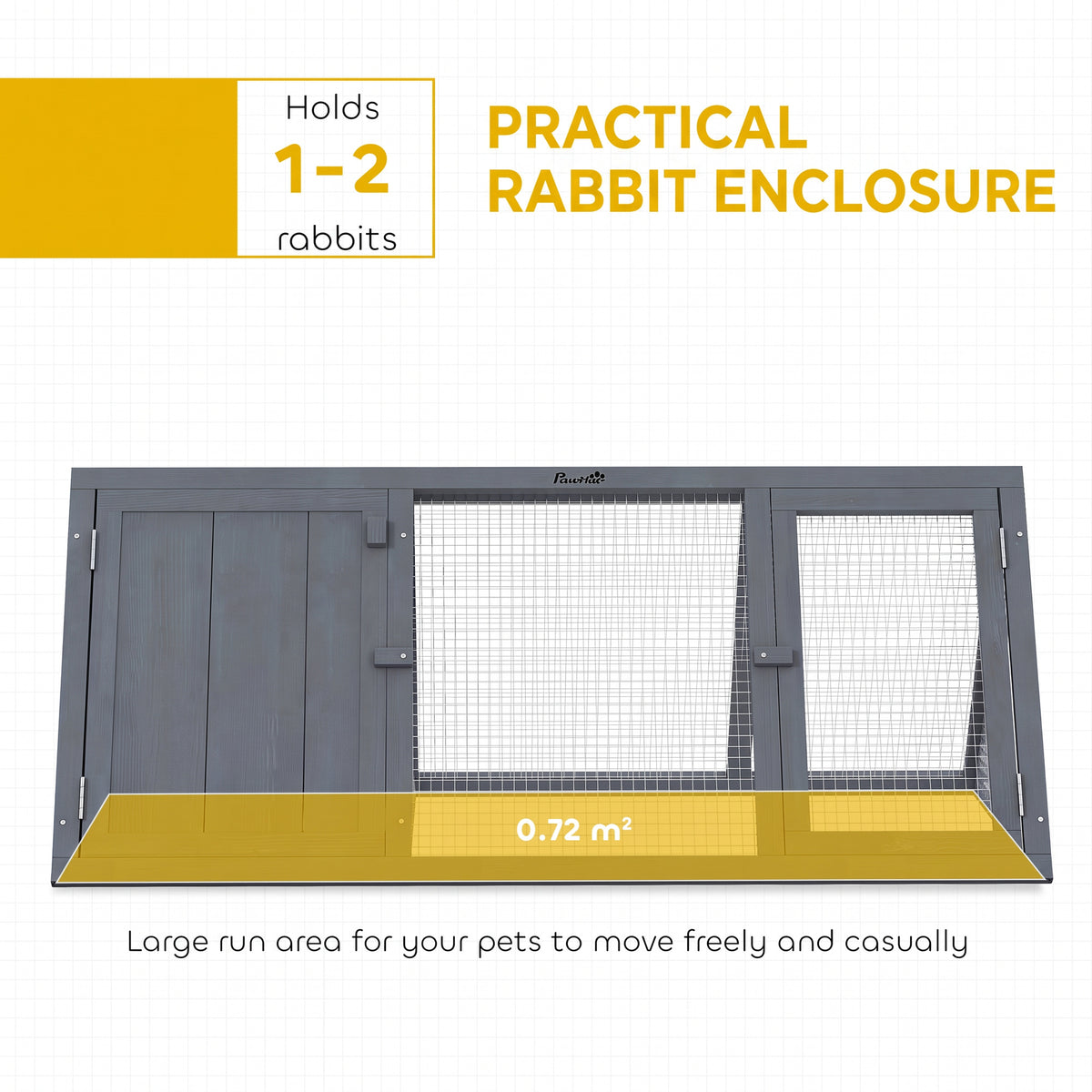 PawHut Rabbit Hutch, Wooden Guinea Pig Hutch with Run and Doors, Outdoor Triangle Bunny House for Rabbits,Duck and Chicken