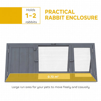 PawHut Rabbit Hutch, Wooden Guinea Pig Hutch with Run and Doors, Outdoor Triangle Bunny House for Rabbits,Duck and Chicken