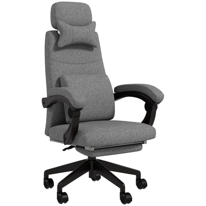 Vinsetto Linen-Look Office Chair, with 160  Reclining Back and Footrest - Grey