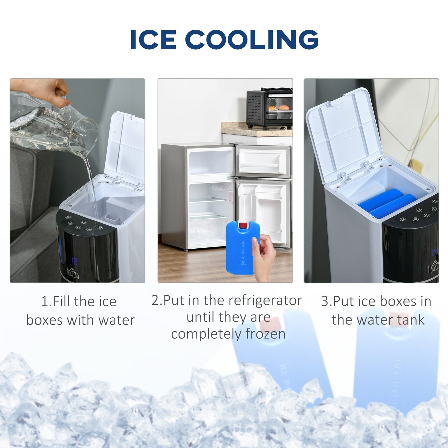 HOMCOM Portable Air Cooler, 3L Tank Evaporative Ice Cooling Tower Fan with 3 Modes, 3 Speeds, Remote, Timer, 60¡ Oscillating, Portable Swamp Cooler for Home Bedroom, White