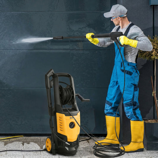 Outsunny 2200W HighÂ Pressure Washer, 170 Bar Pressure Washer with Adjustable Nozzle and 6M Hose, 33 x 31.5 x 80.5 cm, Yellow
