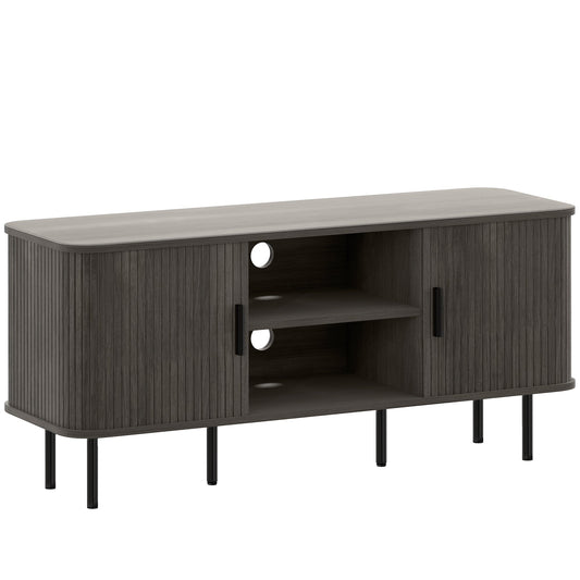 HOMCOM TV Stand Cabinet for TVs up to 55 Inches, TV Unit with Storage Shelves and Cupboard for Living Room, Grey