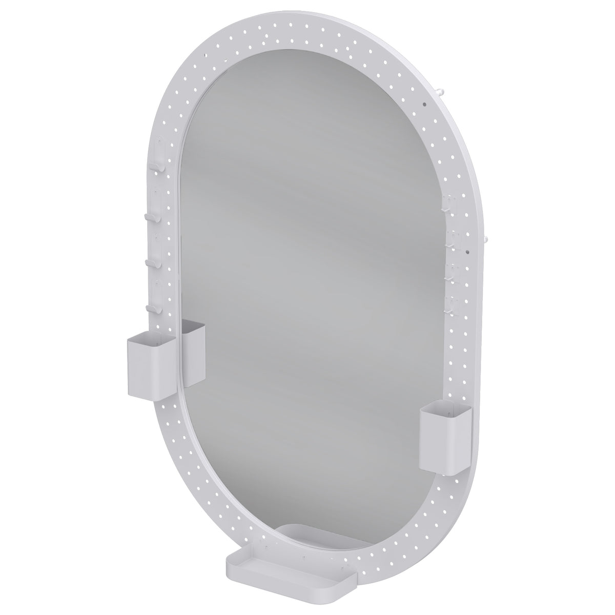 HOMCOM Oval Wall Mirror, 60 x 90 cm Decorative Hanging Mirror with Pegboard Frame, Wall-Mounted, White
