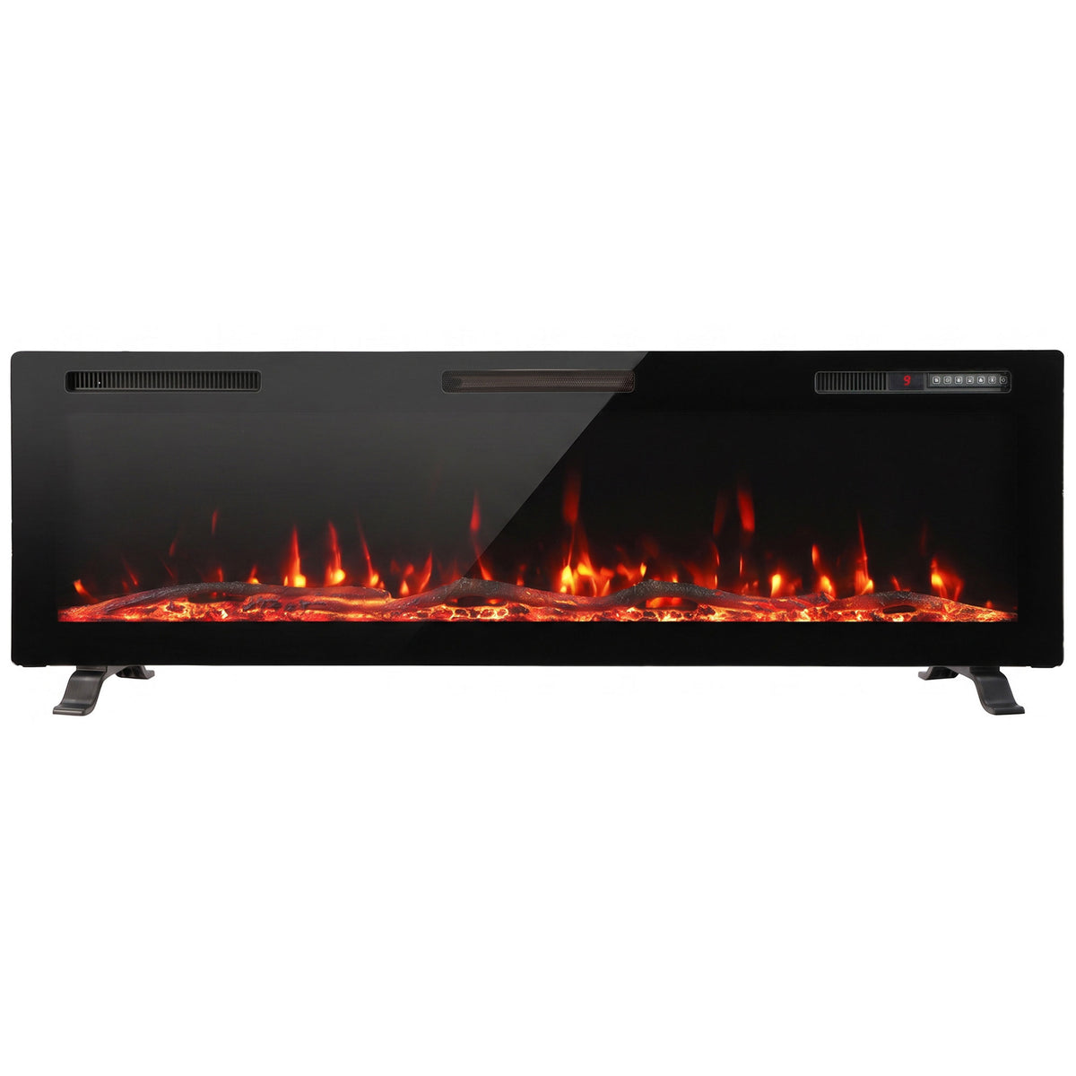 HOMCOM 3 IN 1 Slim Electric Fire, Wall Mounted/Recessed/Freestanding, Electric Fireplace with 12 Flame Colours, 5 Brightness