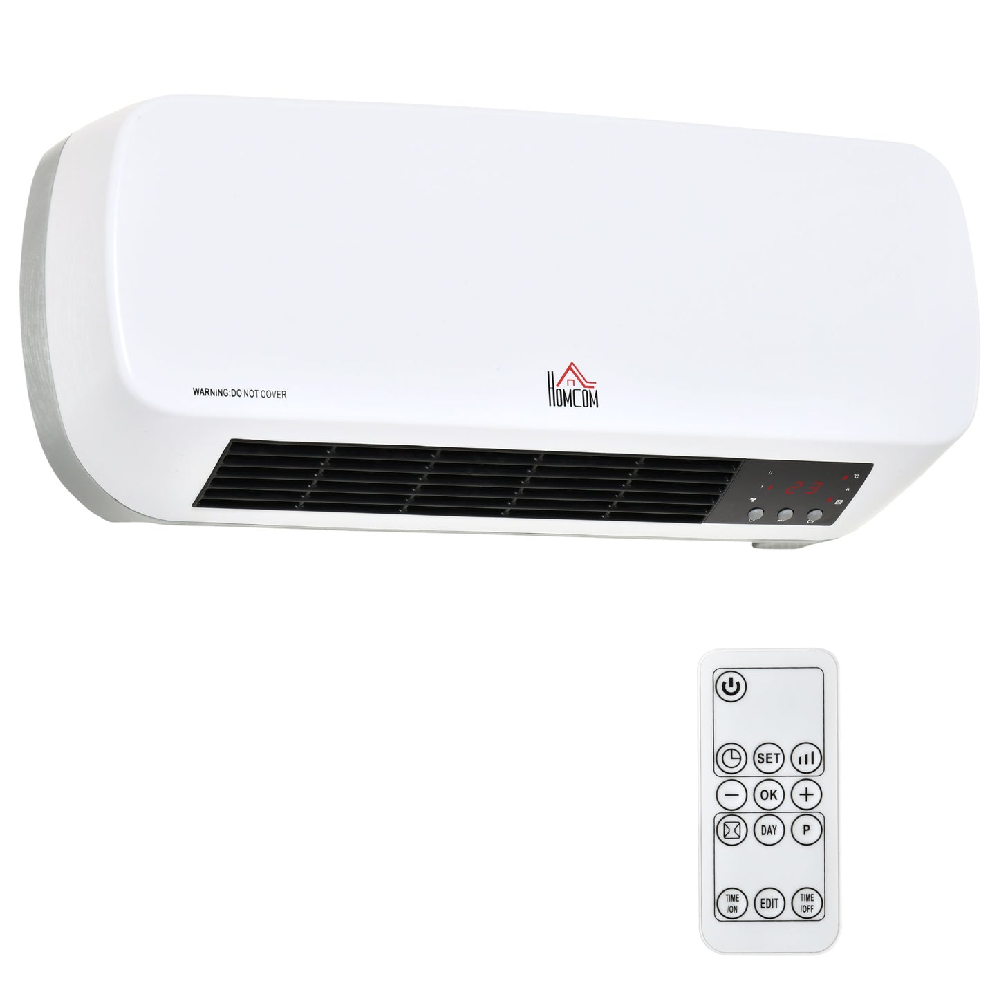 HOMCOM 2000W Wall Mounted Ceramic Space Heater, 10-49°C Temperature, White
