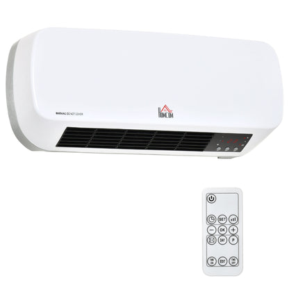 HOMCOM 2000W Wall Mounted Ceramic Space Heater, 10-49°C Temperature, White
