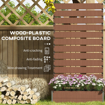 Outsunny Raised Bed for Garden, Planter with Trellis for Climbing Plants, Vines, Planter Box with Drainage Gap, Light Brown