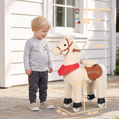 AIYAPLAY Ride on Horse Pedal Ride On Walking Horse Toy Rotatable Head Neighing Sound, Light Brown
