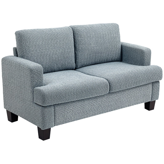 HOMCOM 2 Seater Sofa, Loveseat Sofa with Removable Back Cushions, Chenille Fabric Small Couch Settee with S-springs for Living Room, Bedroom, Home Office, Light Grey