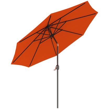 Outsunny 3 m Parasol ogrodowy, zewnętrzny parasol przeciwsłoneczny z 8 żebrami, uchwytem uchylnym i korbowym na balkon, ławka, ogród, pomarańczowy