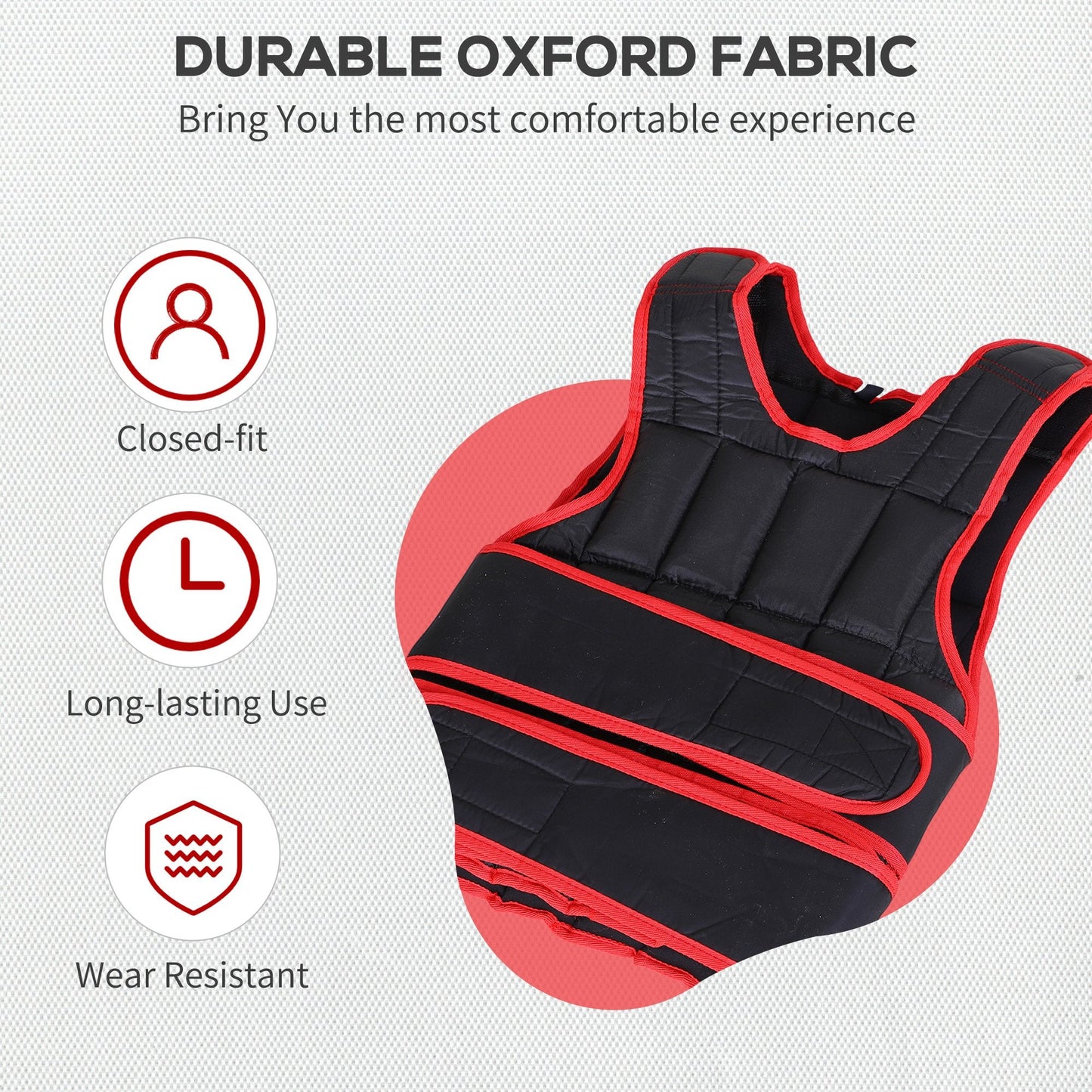 HOMCOM Outsunny 15kg Weight Vest Adjustable Exercise Workout w/ 36 Weights Padding Easy Use Cardio Running Fitness Black Red