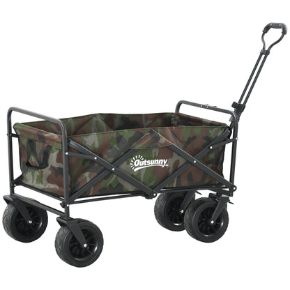 Outsunny 95L Folding Steel Frame Garden Trolley, with Handle - Multicolour