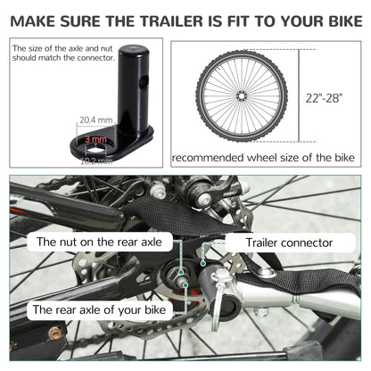PawHut Steel Dog Bike Trailer Pet Cart Carrier for Bicycle Kit Water Resistant with Hitch Coupler Travel Black and Red