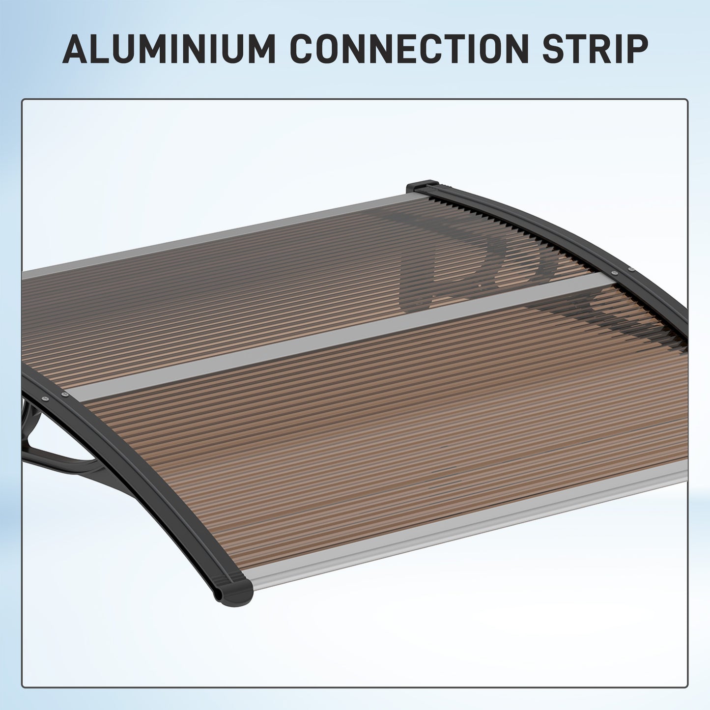 Markiza zewnętrzna Outsunny na drzwi wejściowe, aluminiowa, sztywna, z poliwęglanu, chroniąca przed deszczem, odporna na promienie UV, 100 x 75 cm, brązowa