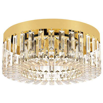 HOMCOM Crystal Chandeliers with 225 Crystal Pendants, 8-Light Ceiling Light for Living Room, Bedroom Dining Room, Gold Tone