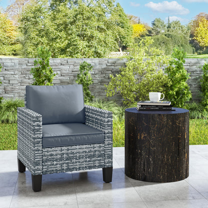 Fotel Outsunny Single Rattan z poduszkami - jasnoszary