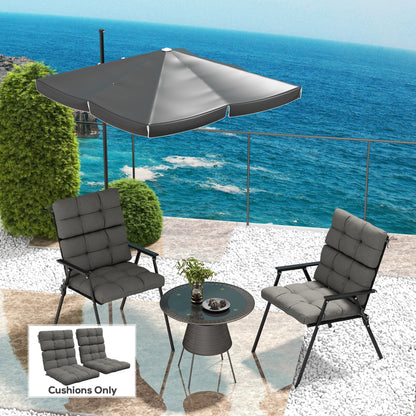 Outsunny 2-Piece Seat Cushion Replacement with Backrest, Garden Patio Chair Cushions Set with Ties, Charcoal Grey