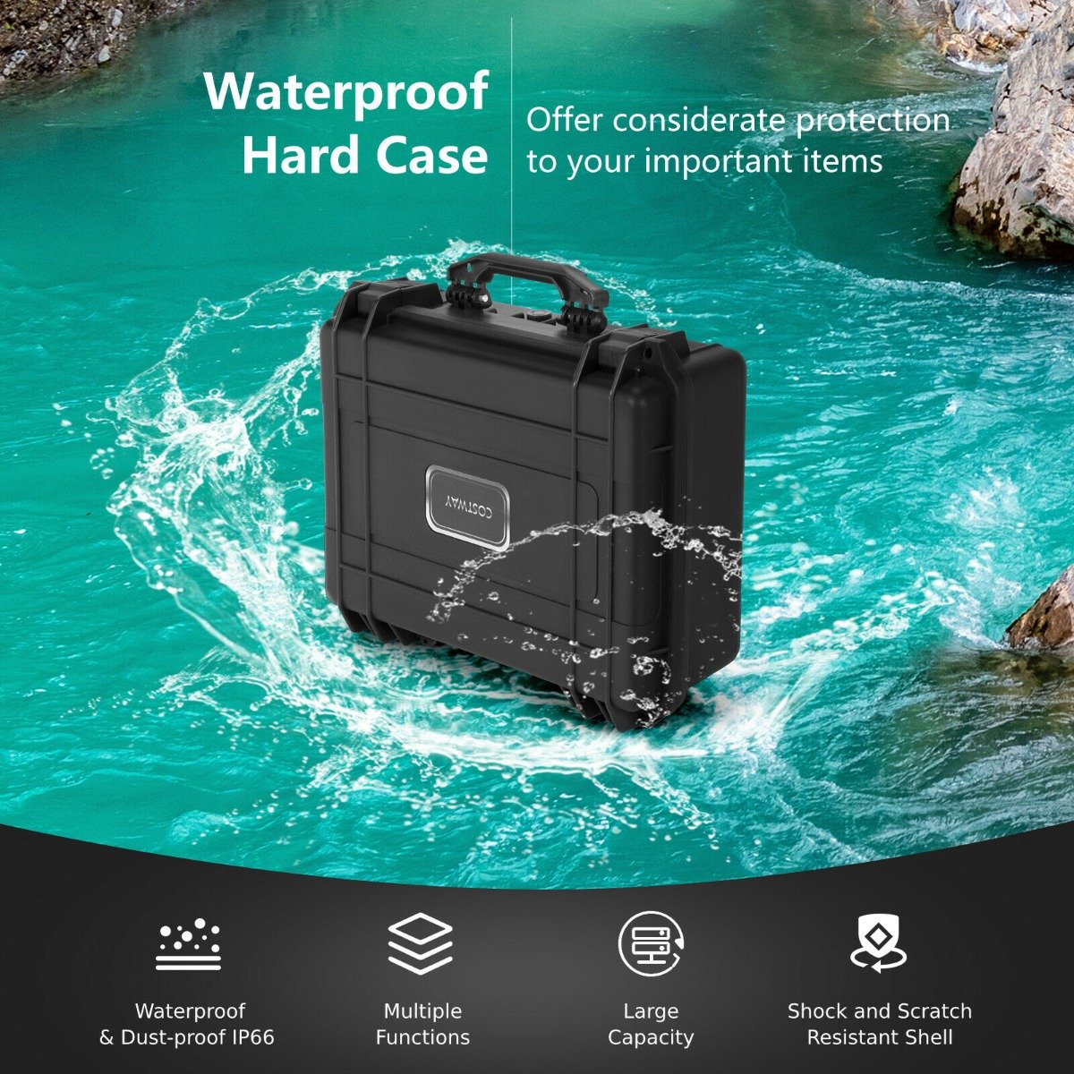 Portable Waterproof Hard Case with Customizable Foam Insert-34 x 31 x 16 cm