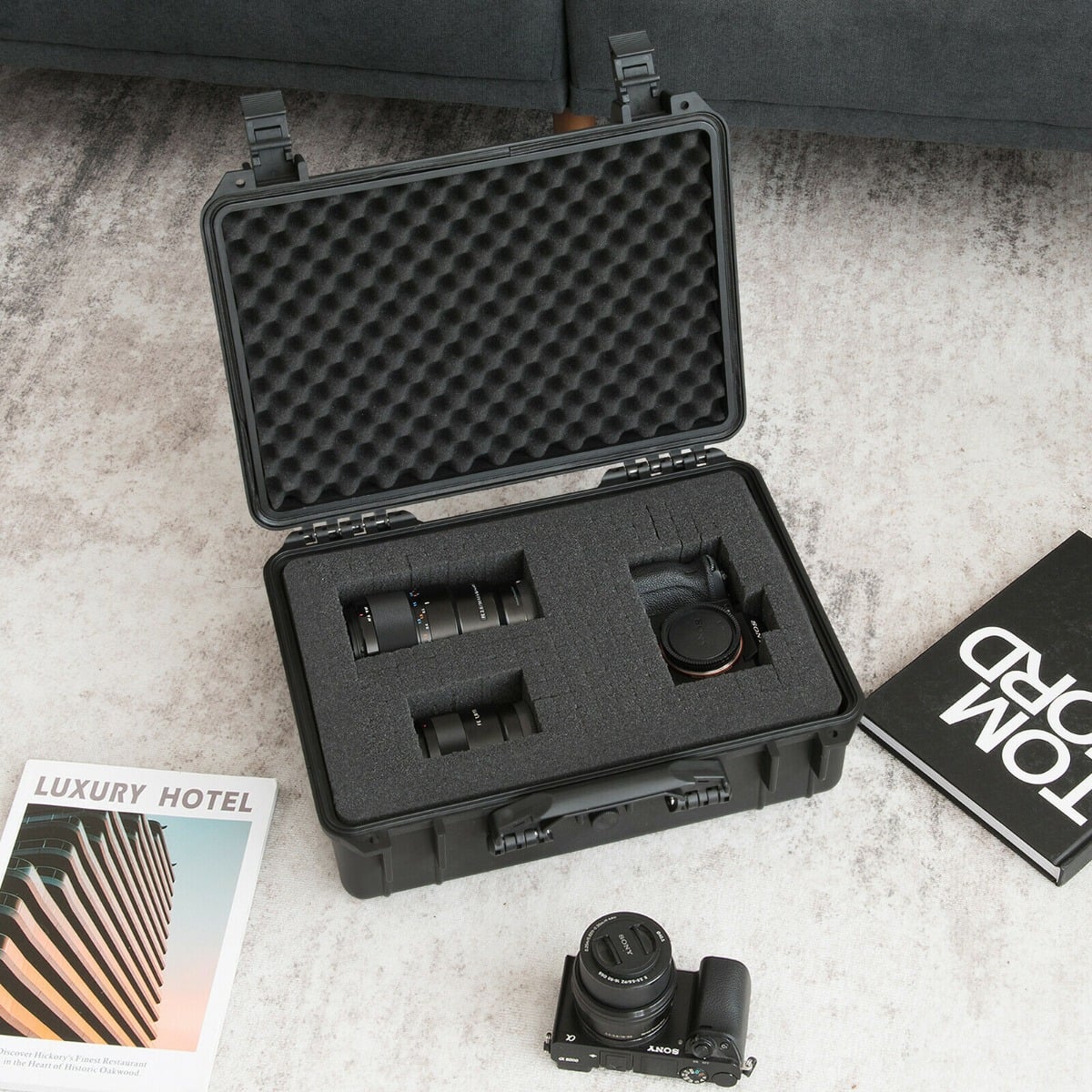 Portable Waterproof Hard Case with Customizable Foam Insert-34 x 31 x 16 cm