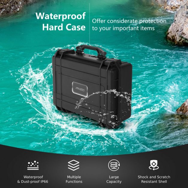 Portable Waterproof Hard Case with Customizable Foam Inser for Electronics