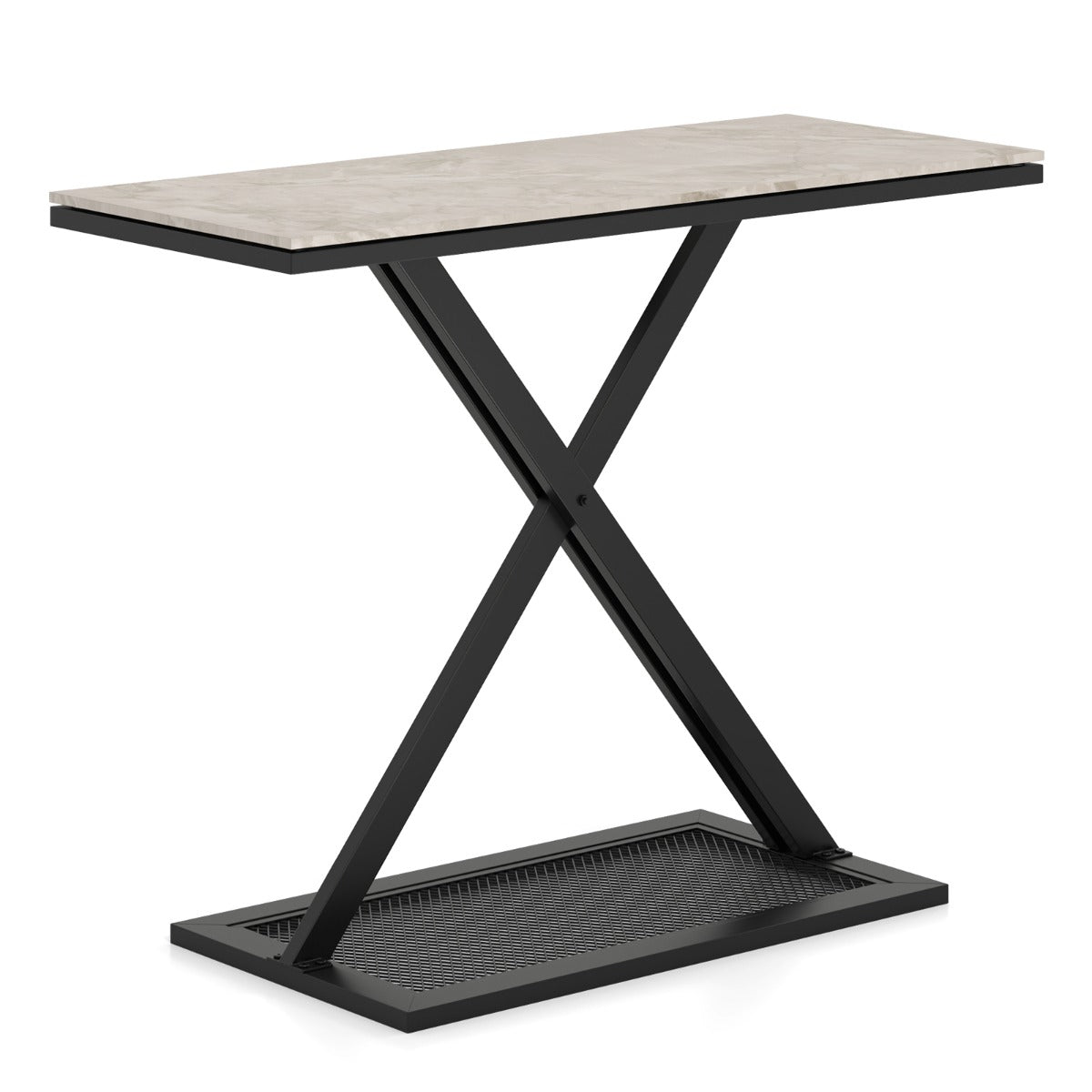 Faux Marble Top Metal Frame Entryway Console Table