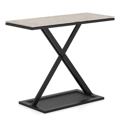 Faux Marble Top Metal Frame Entryway Console Table