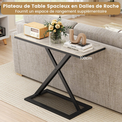 Faux Marble Top Metal Frame Entryway Console Table