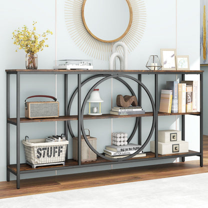 3-Tier Console Table with Faux Marble Top Heavy Duty Metal Frame Entryway Table Extra Long Coffee Sofa Table