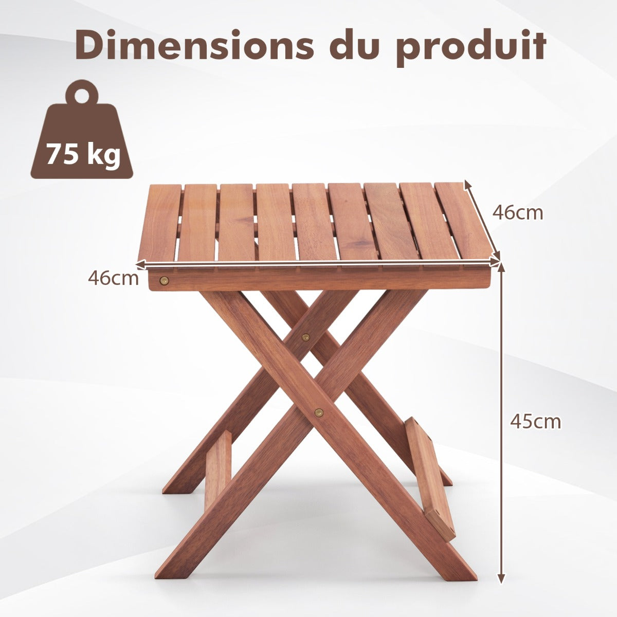 Wooden Side Table with Slatted Tabletop and Sturdy X-shaped Frame-A