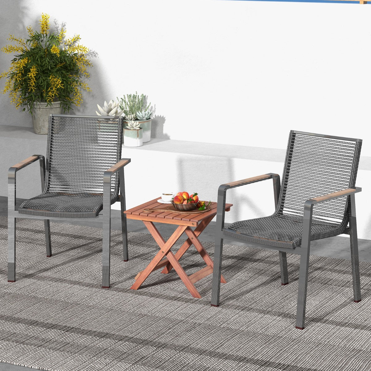 Wooden Side Table with Slatted Tabletop and Sturdy X-shaped Frame-A