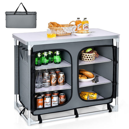 Camping Table with Zipper Storage Organizer for BBQ &amp; Travel-Grey