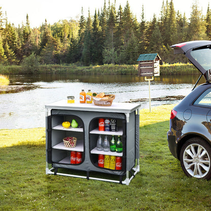 Camping Table with Zipper Storage Organizer for BBQ &amp; Travel-Grey