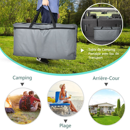 Camping Table with Zipper Storage Organizer for BBQ &amp; Travel-Grey