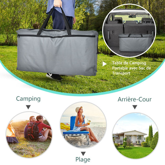 Camping Table with Zipper Storage Organizer for BBQ &amp; Travel-Grey