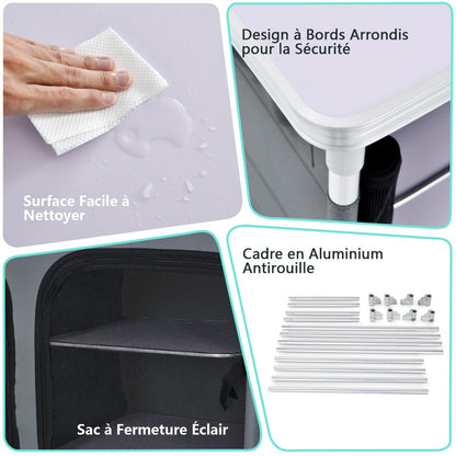 Camping Table with Zipper Storage Organizer for BBQ &amp; Travel-Grey