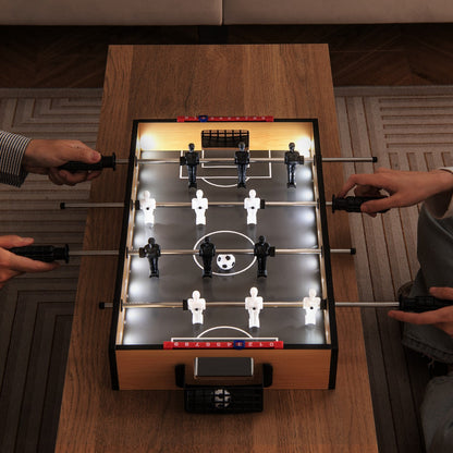 51cm Foosball Table with LED Lights and Realistic Players and 2 Balls-Brown