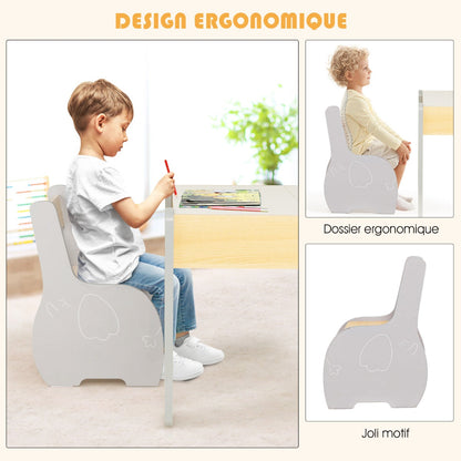 4-in-1 Wooden Kids Activity Table and Chair Set for Drawing & Studying