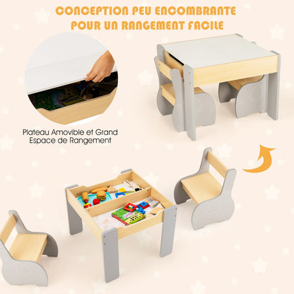 4-in-1 Wooden Kids Activity Table and Chair Set for Drawing & Studying