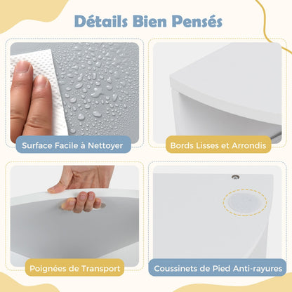 5 Piece Kids Table and Chair Set with 4 Storage Stools-Grey